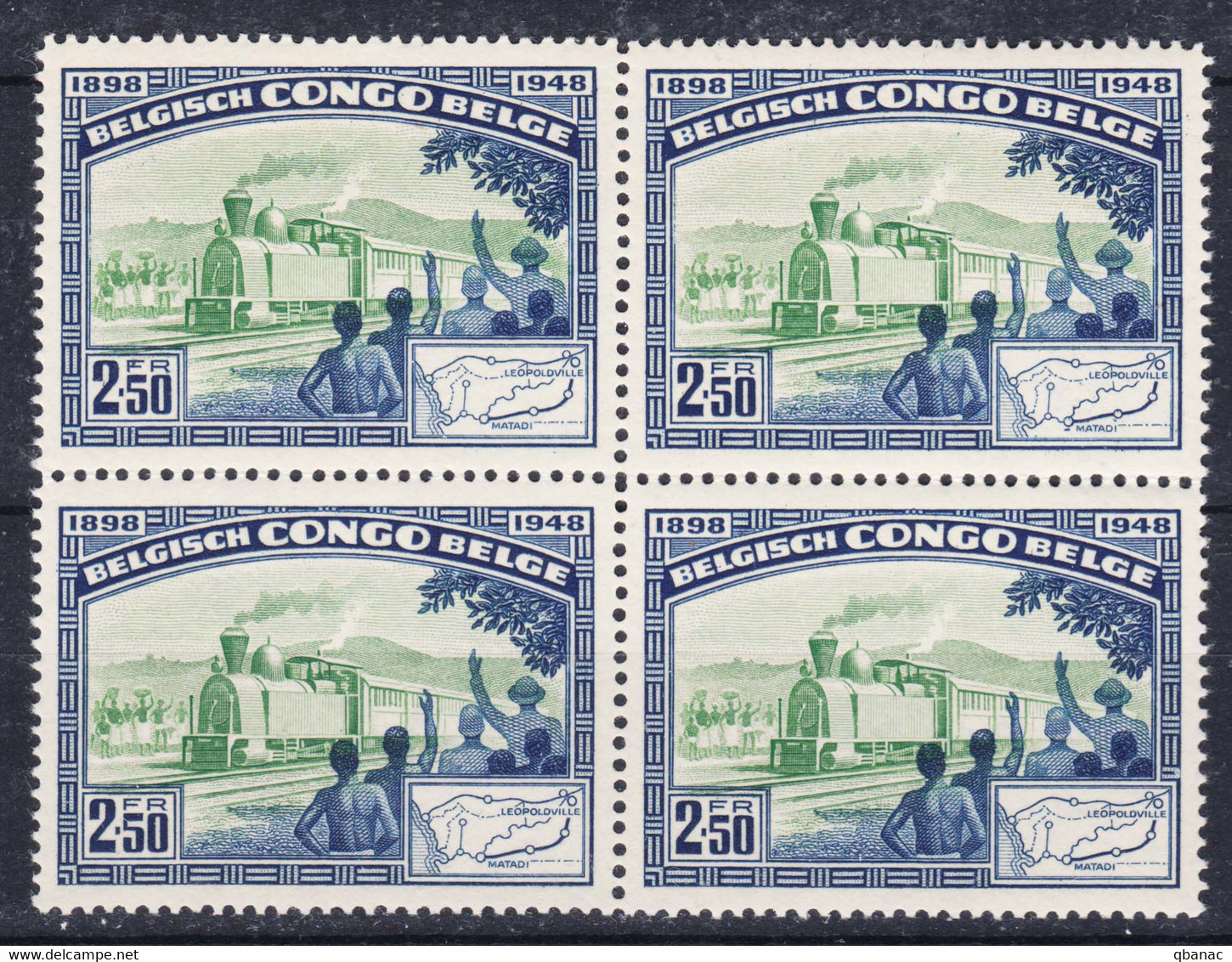 Belgian Congo, Congo Belge 1948 Railway, Trains Mi#289 Mint Never Hinged Piece Of 4 - Ungebraucht