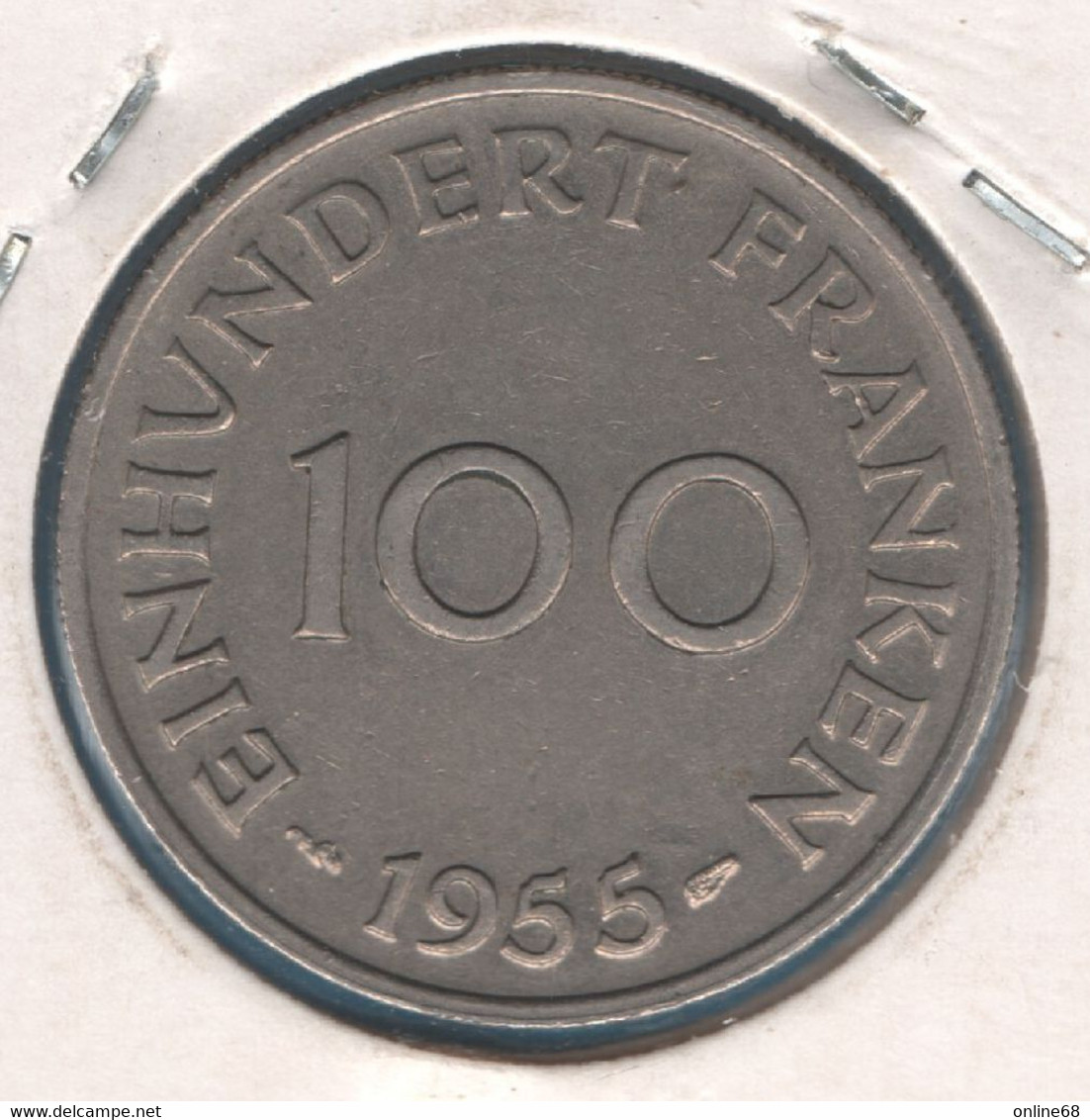 SARRE SAARLAND 100 FRANKEN 1955 KM# 4 - 100 Francos