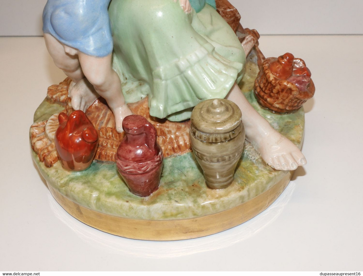 *JOLI SUJET PORCELAINE GOUT CAPODIMONTE JEUNE FEMME ESPAGNOLE & ENFANT Déco   E