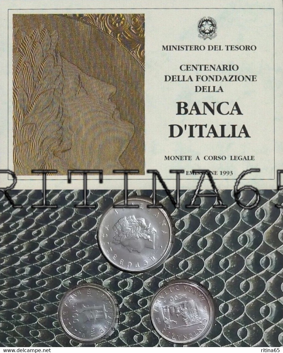 ITALIA TRITTICO IN ARGENTO 1993 BANCA D'ITALIA FDC - Mint Sets & Proof Sets