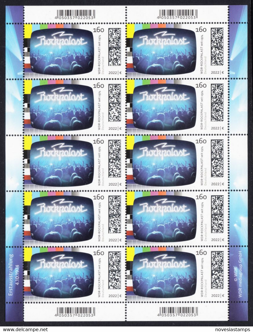 !a! GERMANY 2022 Mi. 3725 MNH SHEET(10) - Television Series: Rockpalace - 2021-…