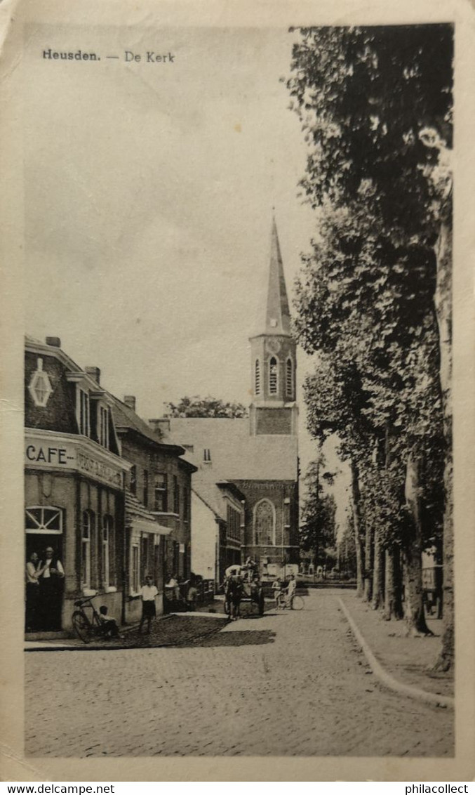 Heusden (Oost. Vl.) De Kerk Met Zicht Cafe 1955 - Autres & Non Classés