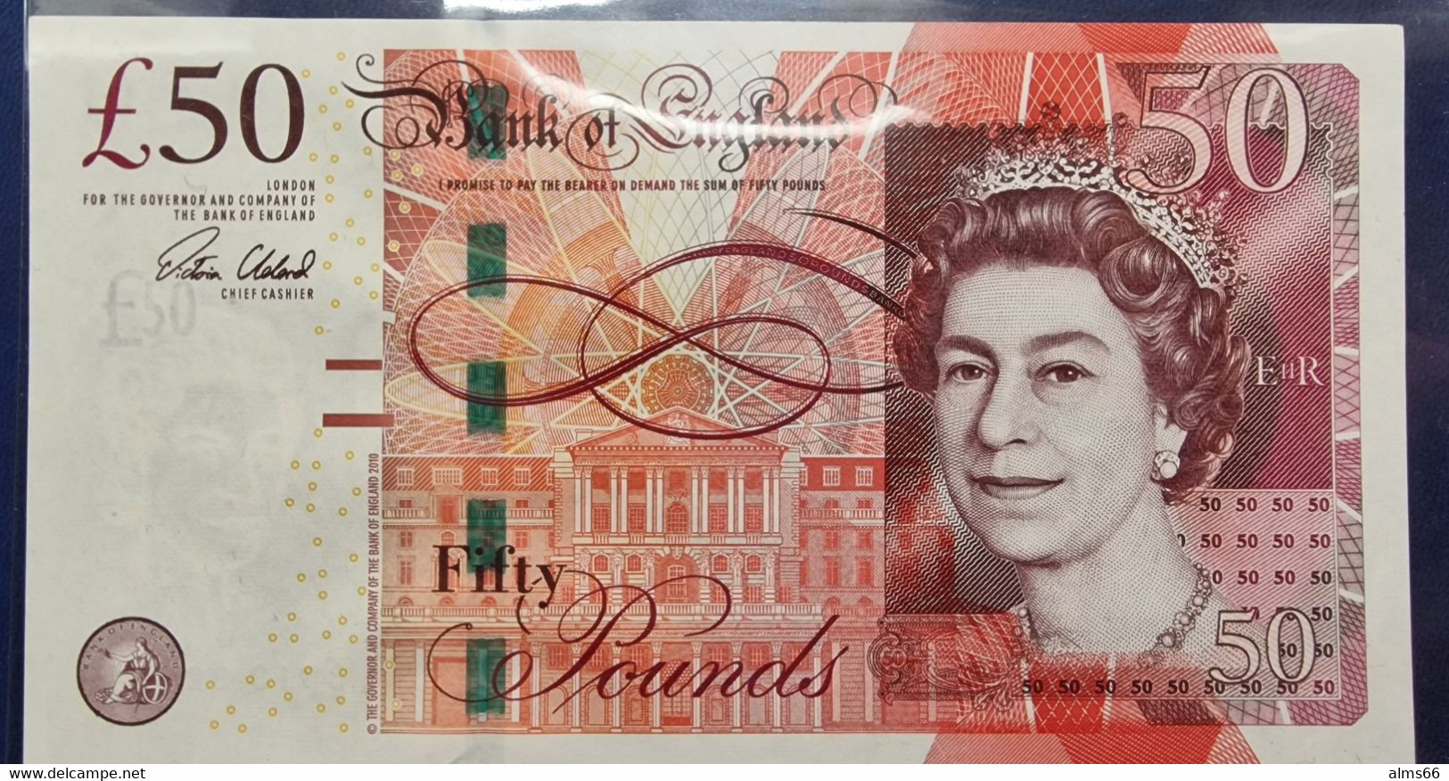 UK Great Britain 50 Pounds 2010 UNC P-393b < Signature: V. Cleland > - 50 Pounds