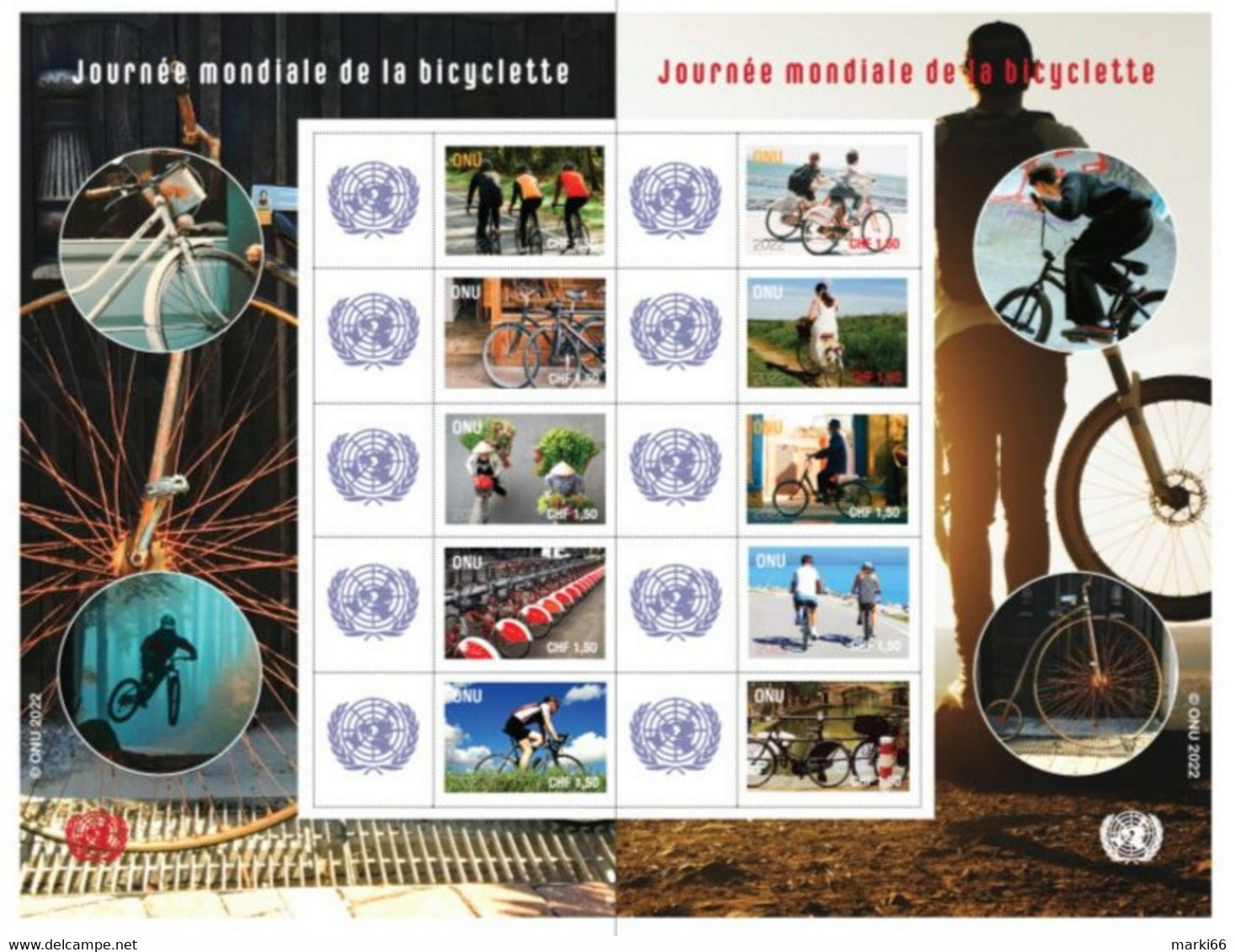 United Nations - Geneva - 2022 - World Bicycle Day - Mint Personalized Stamp Sheet - Ungebraucht