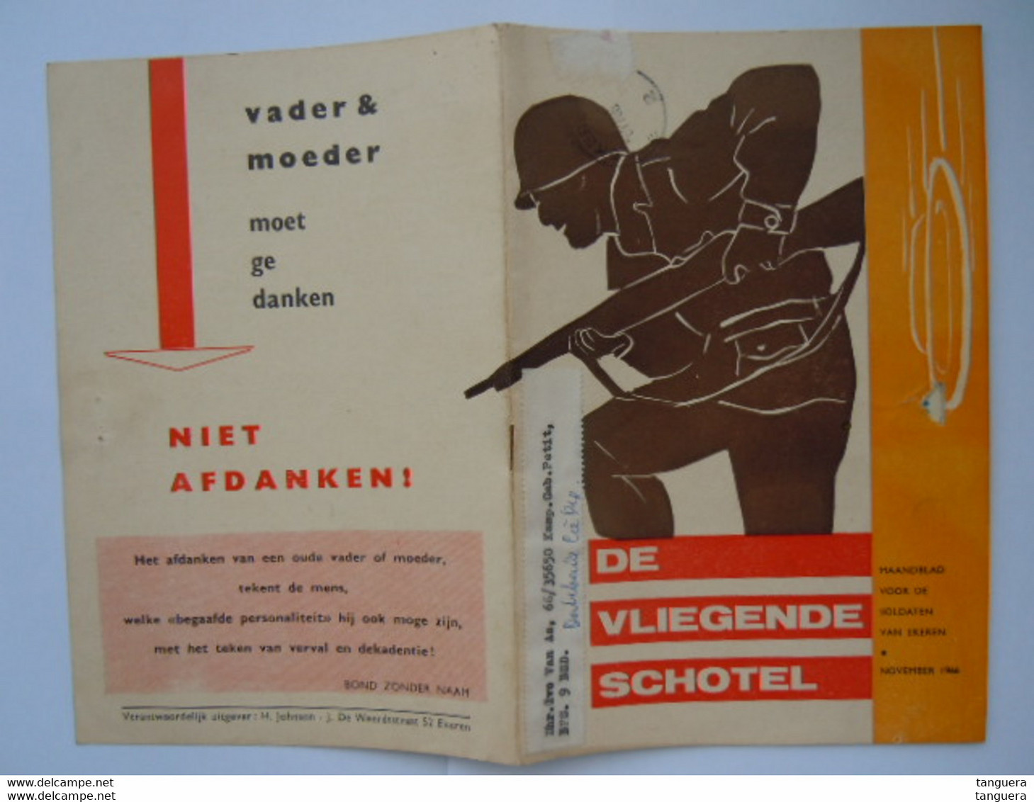 De Vliegende Schotel Maandblad Voor De Soldaten Van Ekeren November 1966 - Niederländisch