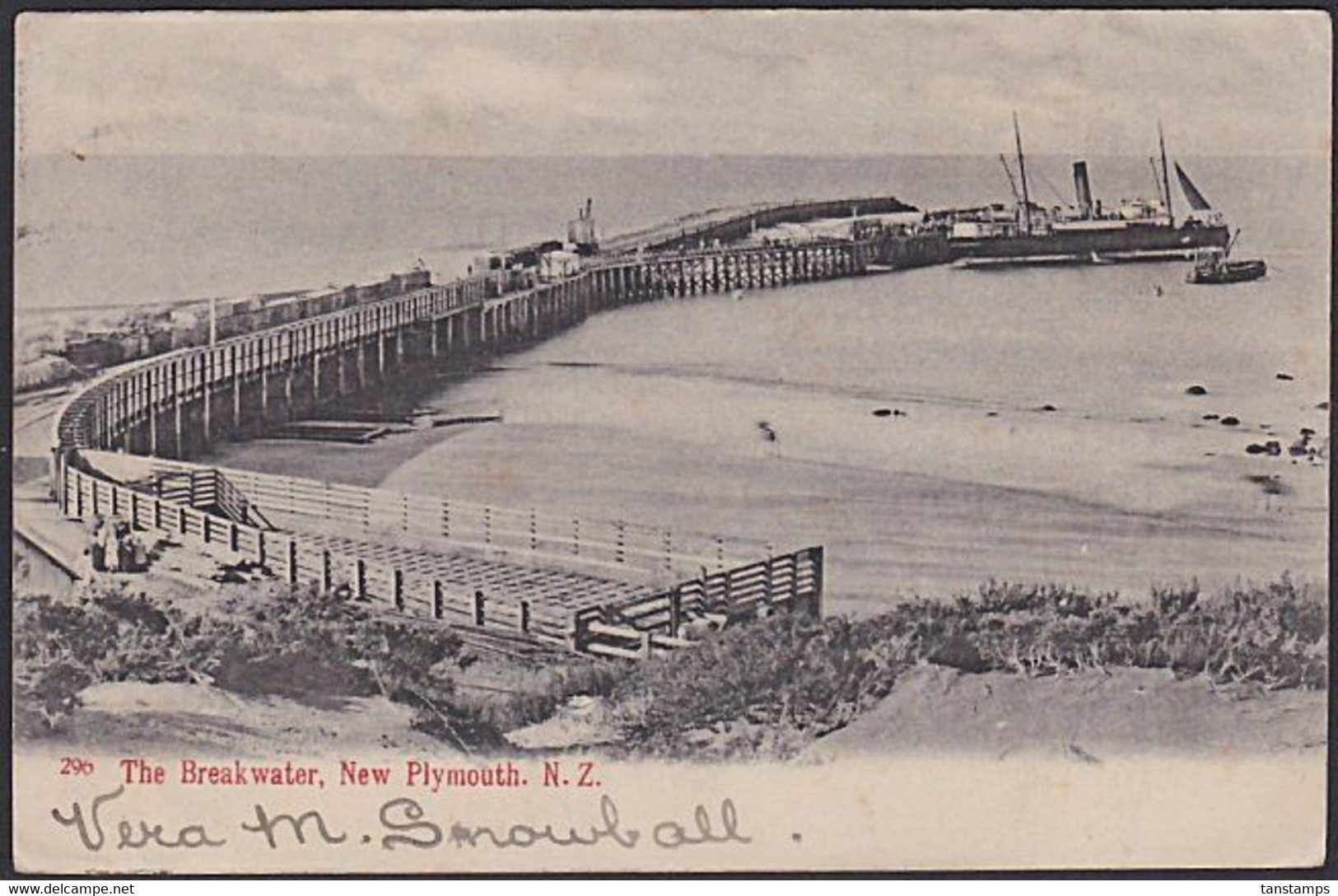 NEW PLYMOUTH BREAKWATER NZ 1905 POSTCARD DOUBLE DEFICIENCY 1d TO PAY POSTMARK - Covers & Documents