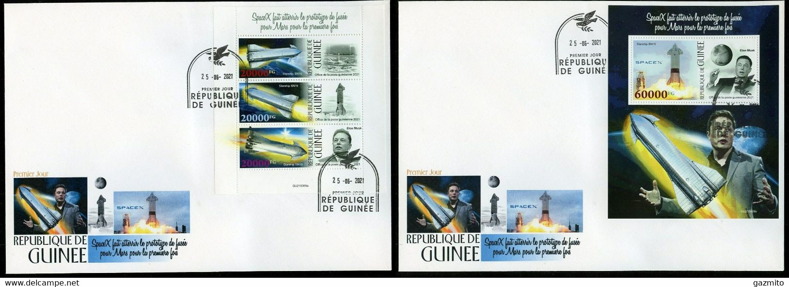Guinea 2021, Space, Mars Rocket Prototype, 4val In BF +BF In 2FDC - Africa