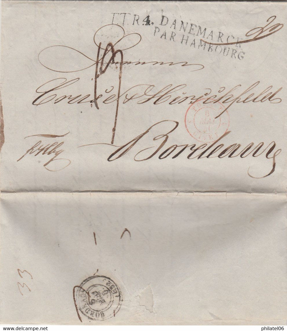 LETTRE 1840  DANEMARK PAR HAMBOURG  2 PAGES DE TEXTES  TB - ...-1851 Préphilatélie