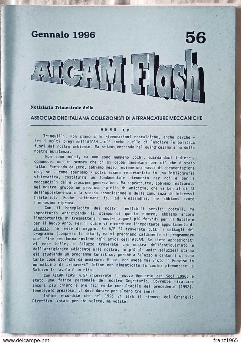 AICAM Flash - Notiziario Trimestrale AICAM - N. 56 Gennaio 1996 - Oblitérations Mécaniques