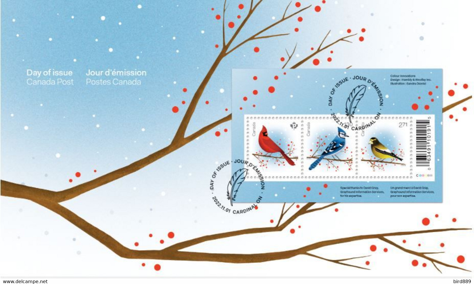 2022 Canada Birds Cardinal Blue Jay Grosbeak Mini Sheet FDC - 2011-...