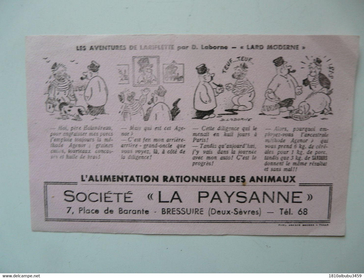 VIEUX PAPIERS - BUVARD : Société "LA PAYSANNE" - L'Alimentation Rationnelle Des Animaux - Dieren