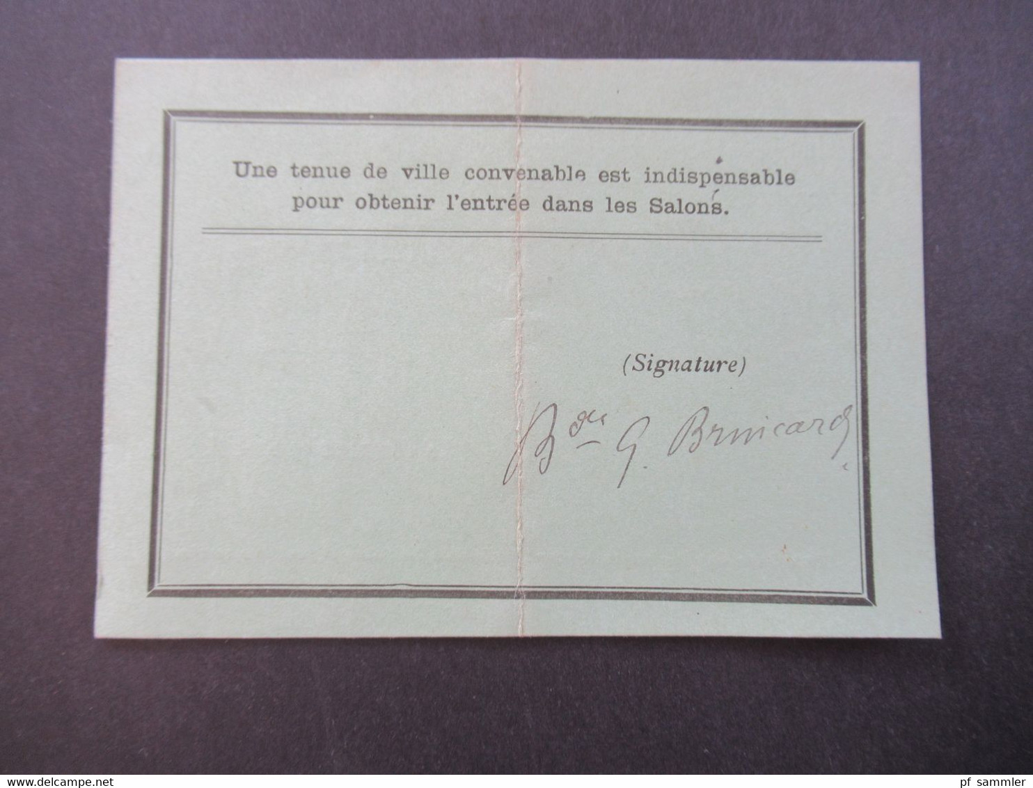 Monaco 20.10.1897 Carte D'Admission Personelle Cercle Des Etrangers De Monaco Valabe Pour Un Jour - Briefe U. Dokumente