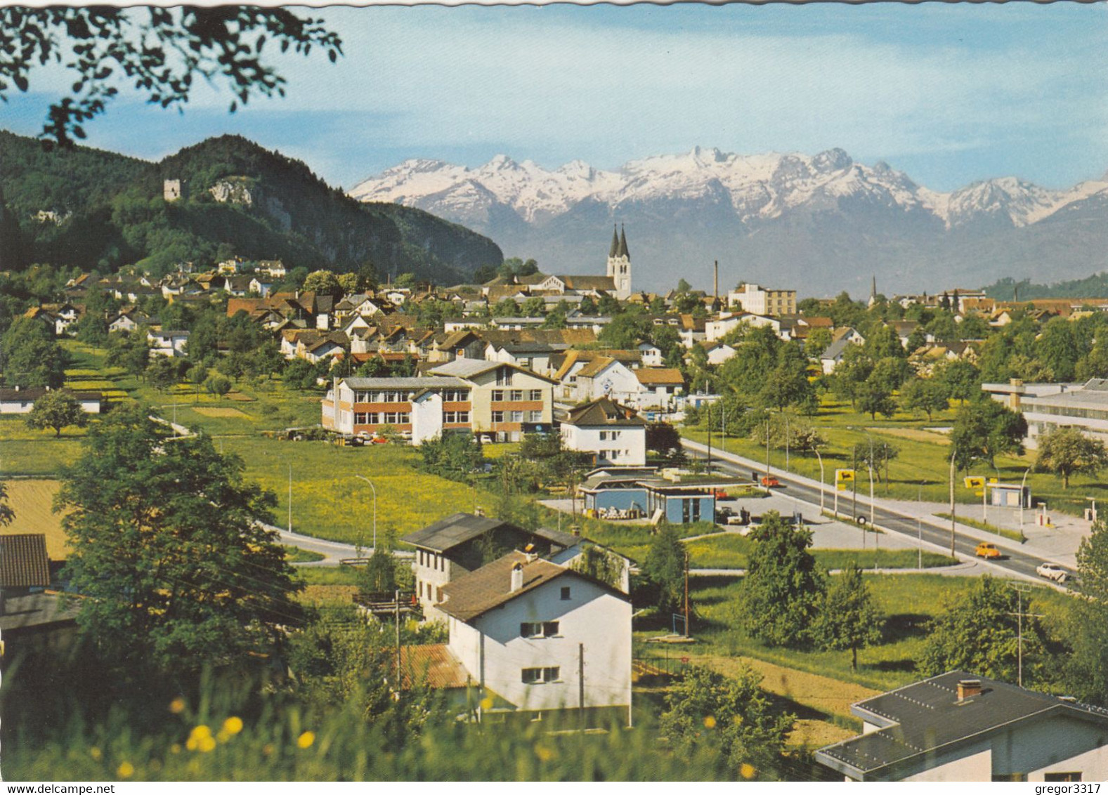 B9262) GÖTZIS Mit Schweizer Bergen - HAUS DETAILS - AGIP TANKSTELLE - Autos - Götzis