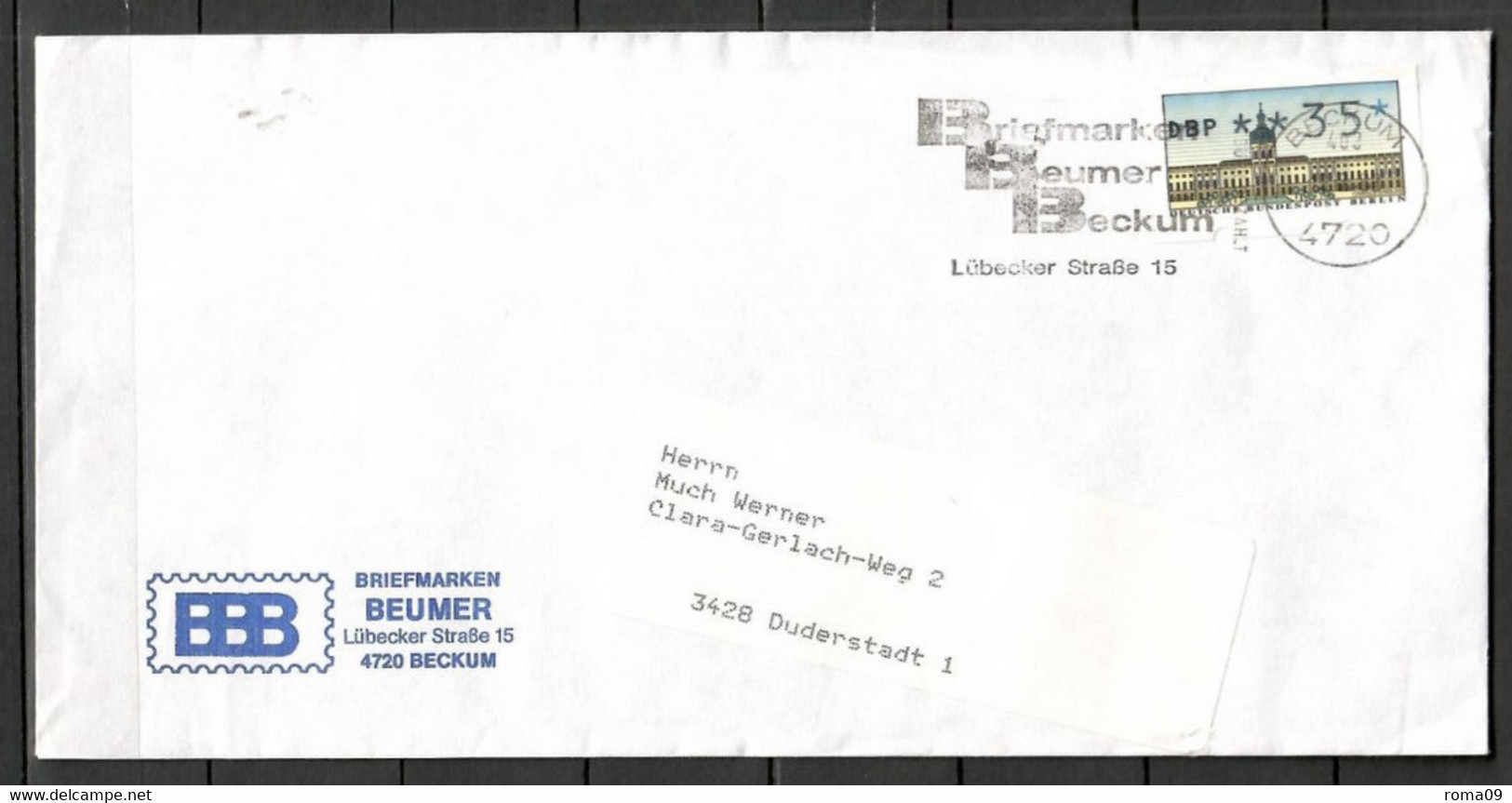 Berlin; ATM: MiNr. 1, Auf Portoger. Massendrucksache Von Beckum Nach Duderstadt; F-269 - Machine Labels [ATM]