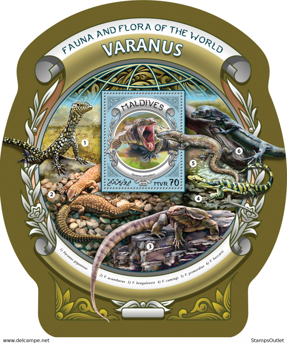 2016 MALDIVES MNH VARANUS  |  Yvert&Tellier Code: : 949  |  Michel Code: 6458 / Bl.962  |  Scott Code: 3705 - Maldives