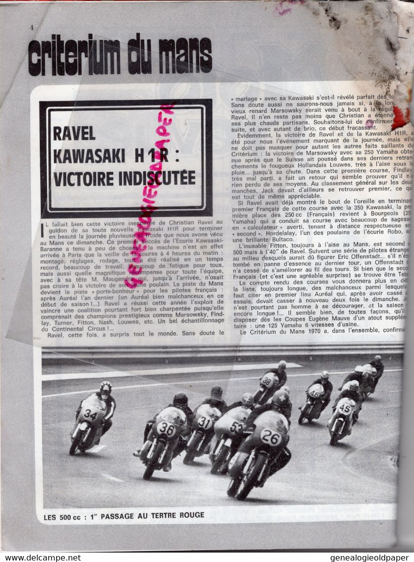 MOTO REVUE- 1970- N° 1976-CRITERIUM MANS-TRIAL POITIERS-OSSA-RAVEL KAWASAKI-ROSTAING FRERES CUSY-750 HONDA MAS DU CLOS - Moto