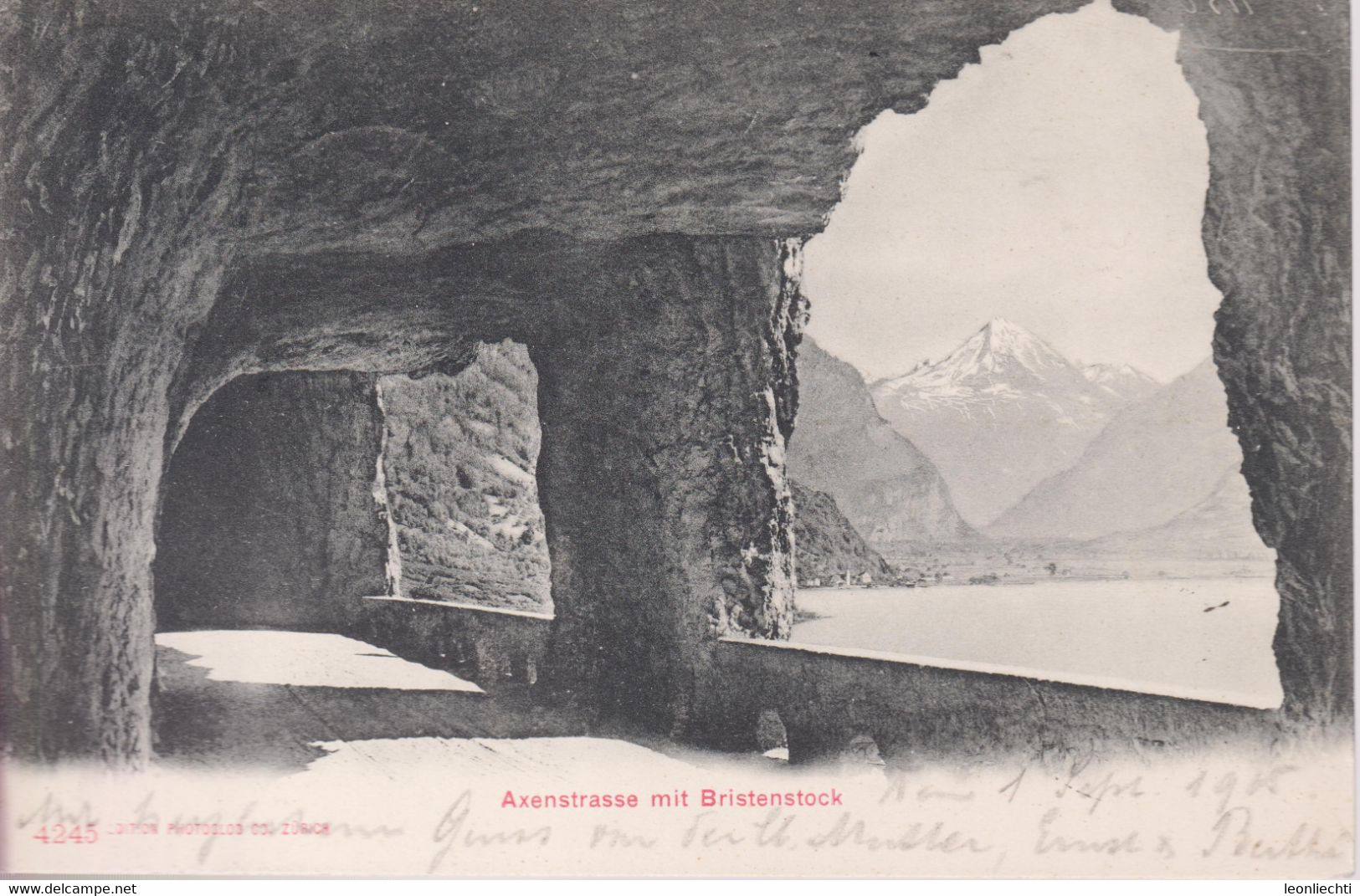 AK: CARTE POSTALE. 1905 Axenstrasse Mit Bristenstock, Mi: 53y / ZNr: 65B, Ziffermuster. Von Sisikon Nach Basel - Sisikon