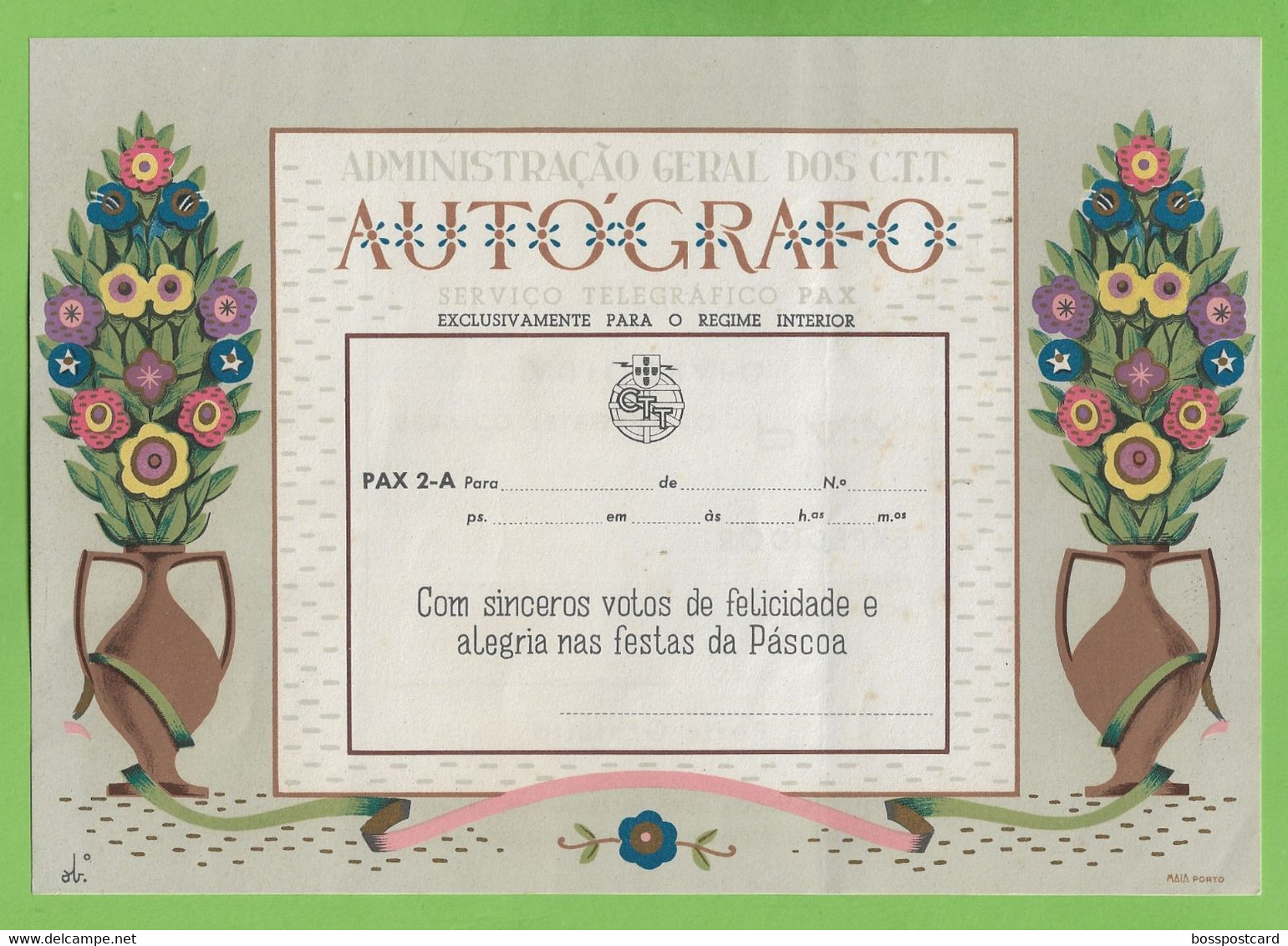 História Postal - Filatelia - Autógrafo Dos CTT - Telegrama - Telegram - Philately - Portugal - Lettres & Documents