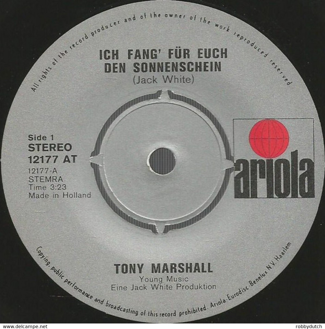 * 7" *  TONY MARSHALL - ICH FANG' FÜR EUCH DEN SONNENSCHEIN (Holland 1972) - Otros - Canción Alemana