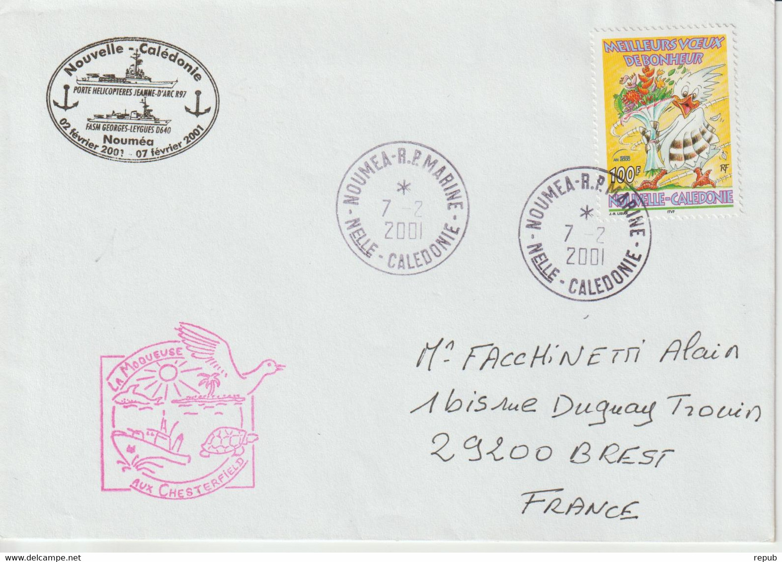 France PH Jeanne D'Arc Campagne 2000/2001 Escale à Nouméa - Poste Navale