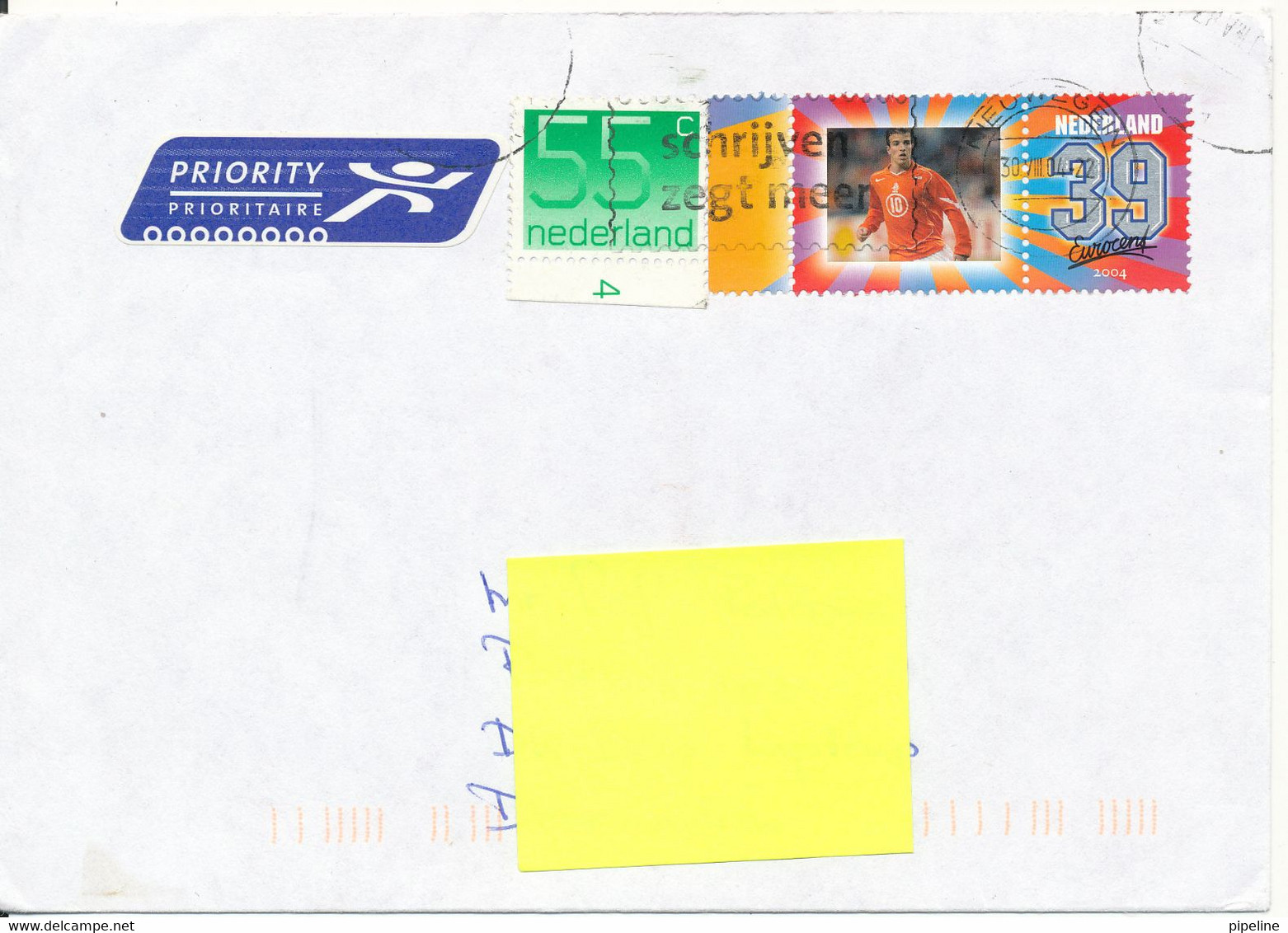 Netherlands Cover Sent To Denmark 30-8-2004 Topic Stamp SOCCER FOOTBALL The Flap On The Backside Of The Cover Is Missing - Covers & Documents