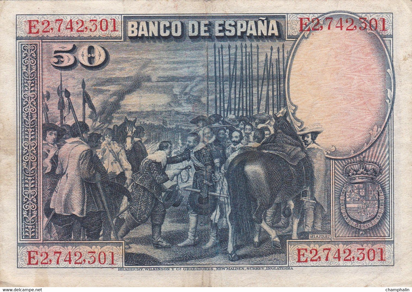 Espagne - Billet De 50 Pesetas - Diego Velasquez - 15 Août 1928 - P75b - 50 Pesetas