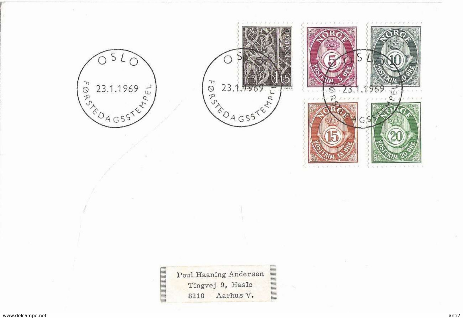 Norway Norge 1969 Wood Sculpting, Posthorn Mi  478 Y-481 Y, 578   FDC - Lettres & Documents