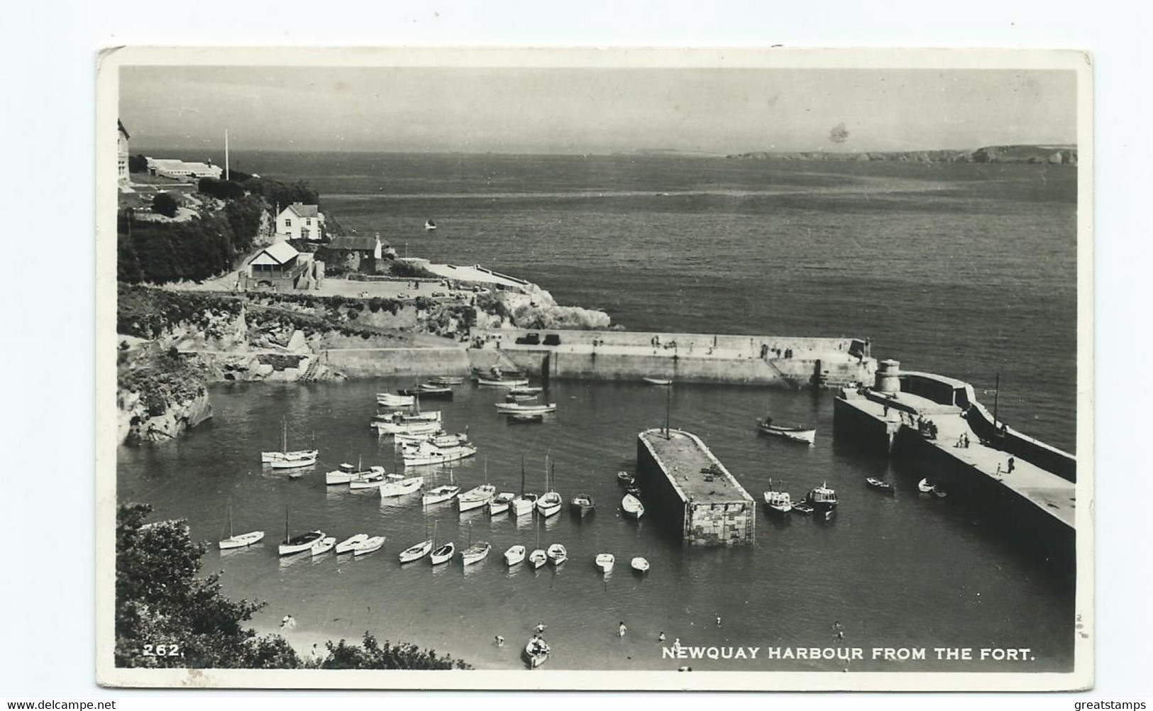 Cornwall Postcard The Harbour  Newquay Rp Posted 1955 Rp Vintage Photo By D.e.m. Thomas - Newquay