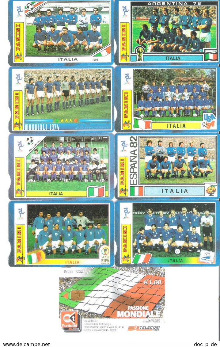 16 Card Full Set Chip Cards - Italy - 1579 - 1594 Golden - Soccer Fussball Italien Mannschaft Team Panini Fifa World Cup - Public Themes