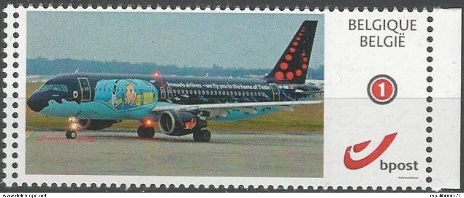 DUOSTAMP/MYSTAMP**- Tintin, Milou, Avion - Kuifje,Bobbie, Vliegtuig - Tim,Struppi,Flugzeug - Tintin,Snowy, Plane (Hergé) - Philabédés (comics)