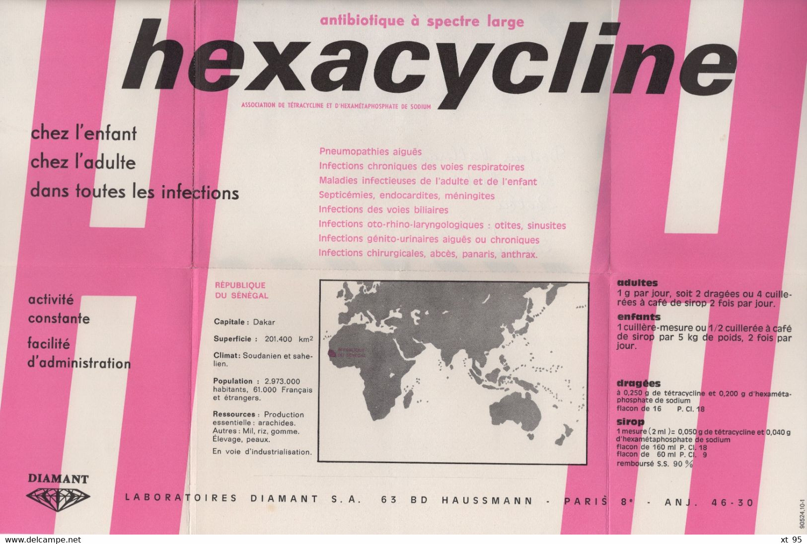 Senegal - Imprime Publicitaire Hexacycline - Sénégal (1960-...)