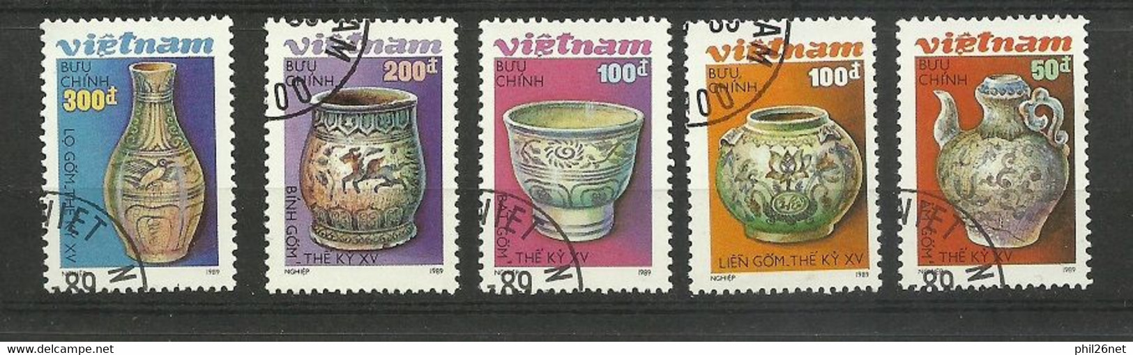 Vietnam   Série Complète  N°982 à  986  Poteries D'art Anciennes        Oblitérés  B/TB  Voir Scans   Soldé ! ! ! - Porcelana