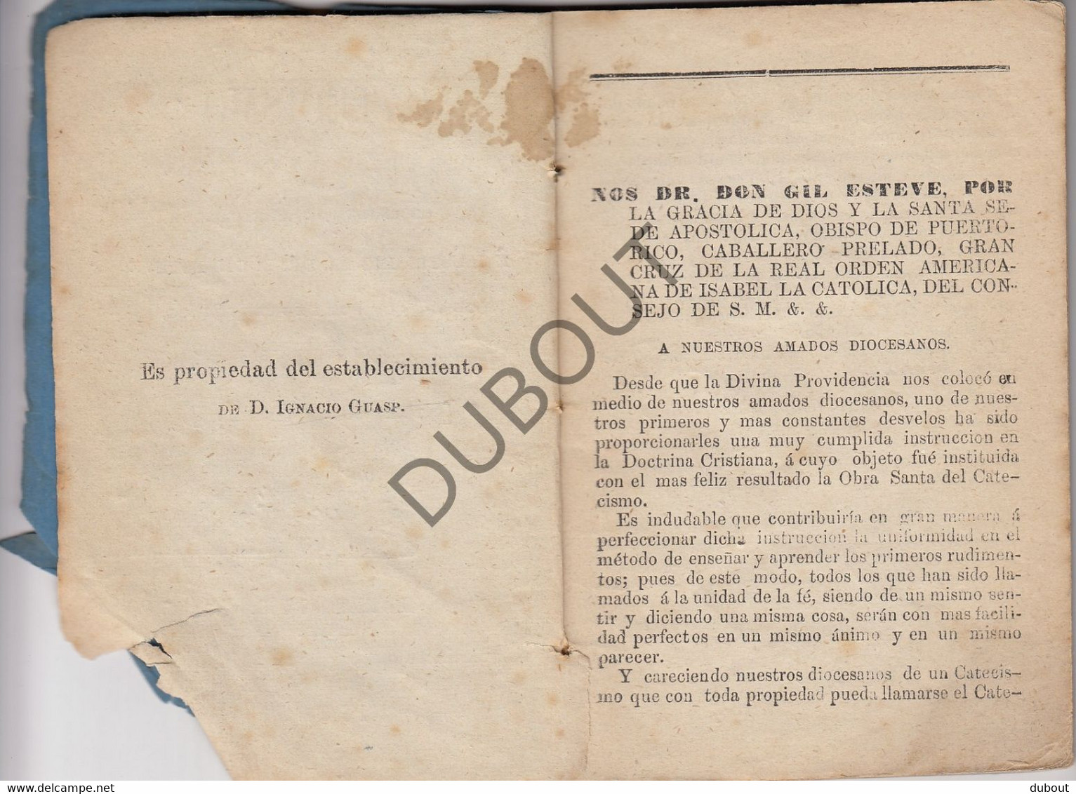Catecismo - D. Gil Esteve - 1868 - Printed In  Puerto-Rico!! (W164) - Filosofie & Godsdienst