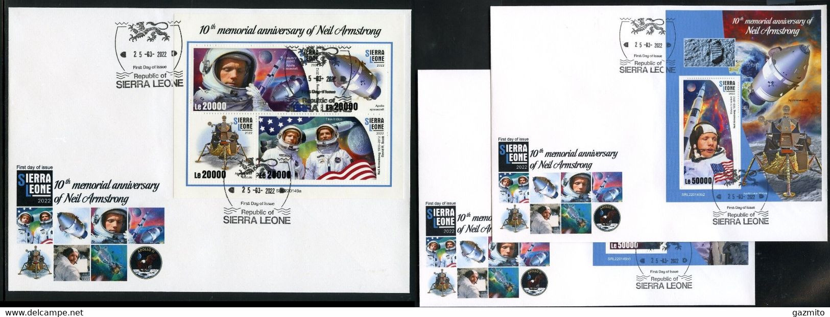 Sierra Leone 2022, Space, Armstrong, 4val In BF +2BF In 3FDC - Africa