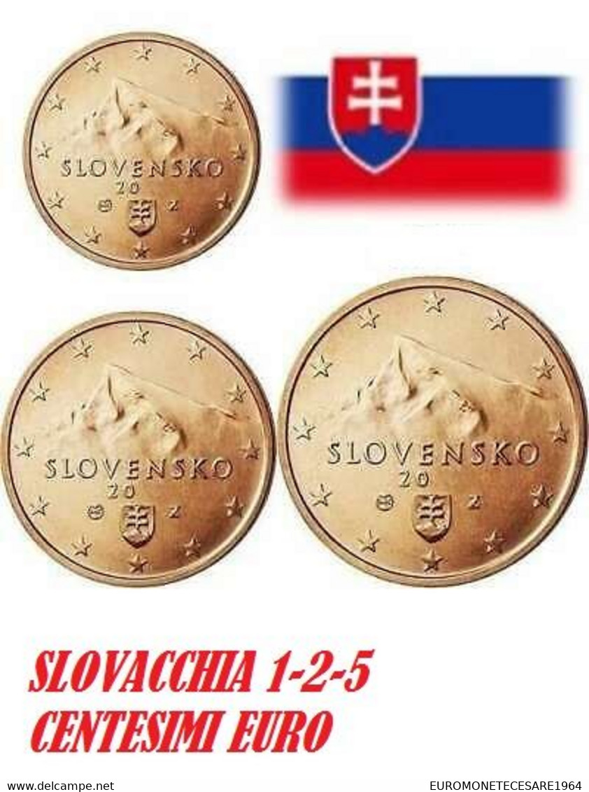 SLOVACCHIA   1-2-5  CENTESIMI EURO   FIOR DI CONIO     B.U. FROM ROLLS - Slowakije
