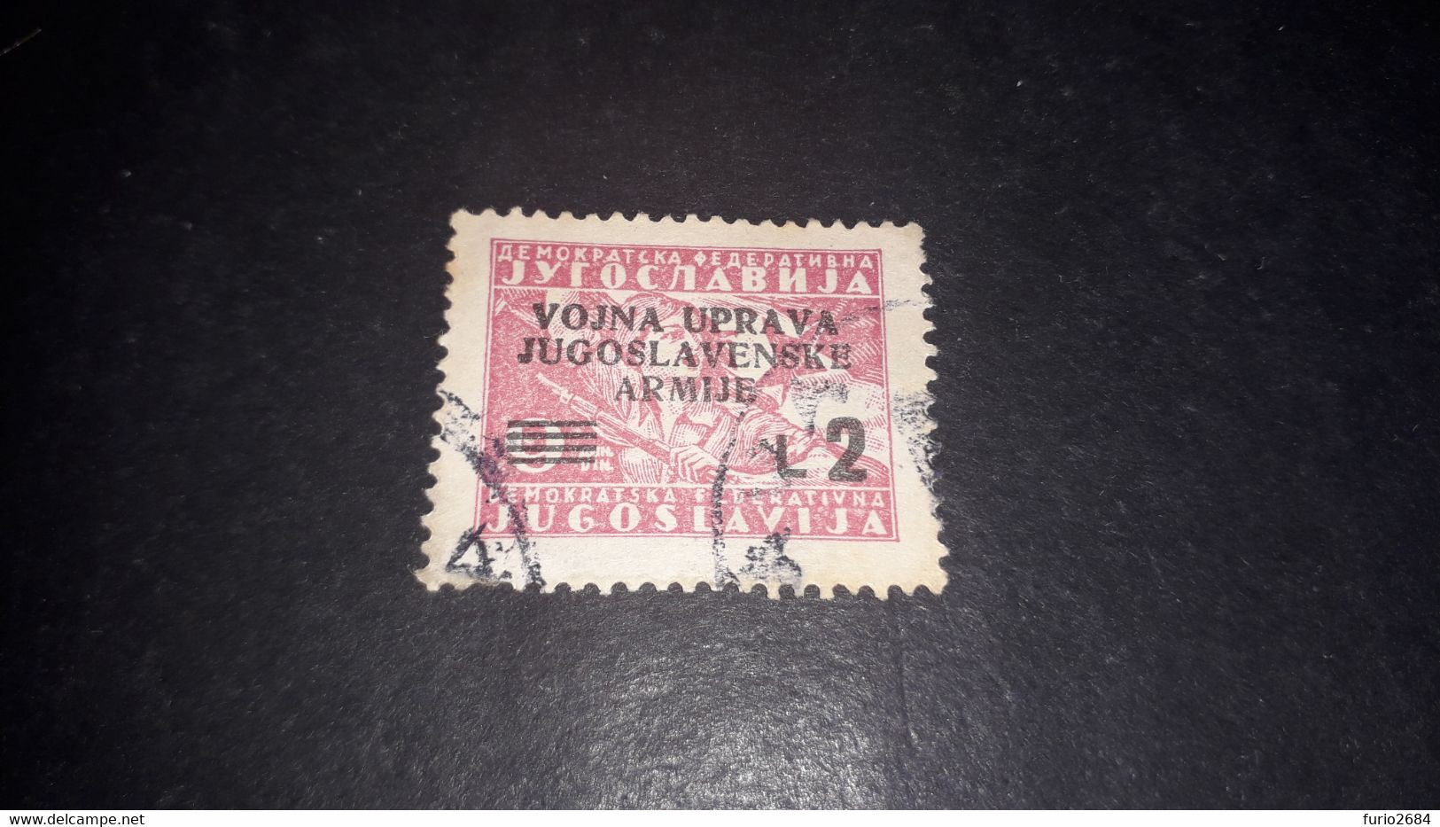 05AL04 ITALIA OCCUPAZIONE STRANIERE LITORALE SLOVENO 1947 FRANCOBOLLI DI JUGOSLAVIA COLORI DIVERSI LIRE 2 "O" - Jugoslawische Bes.: Slowenische Küste