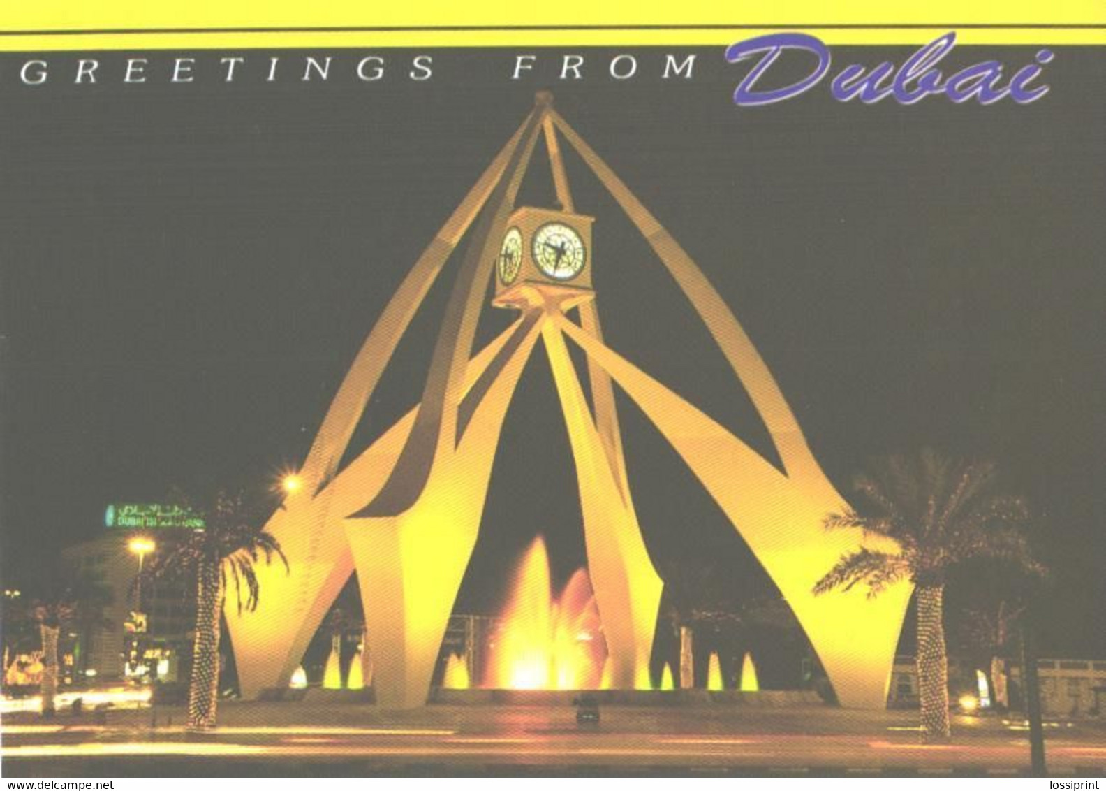 United Arab Emirates:Dubai, Clock Tower By Night - Ver. Arab. Emirate