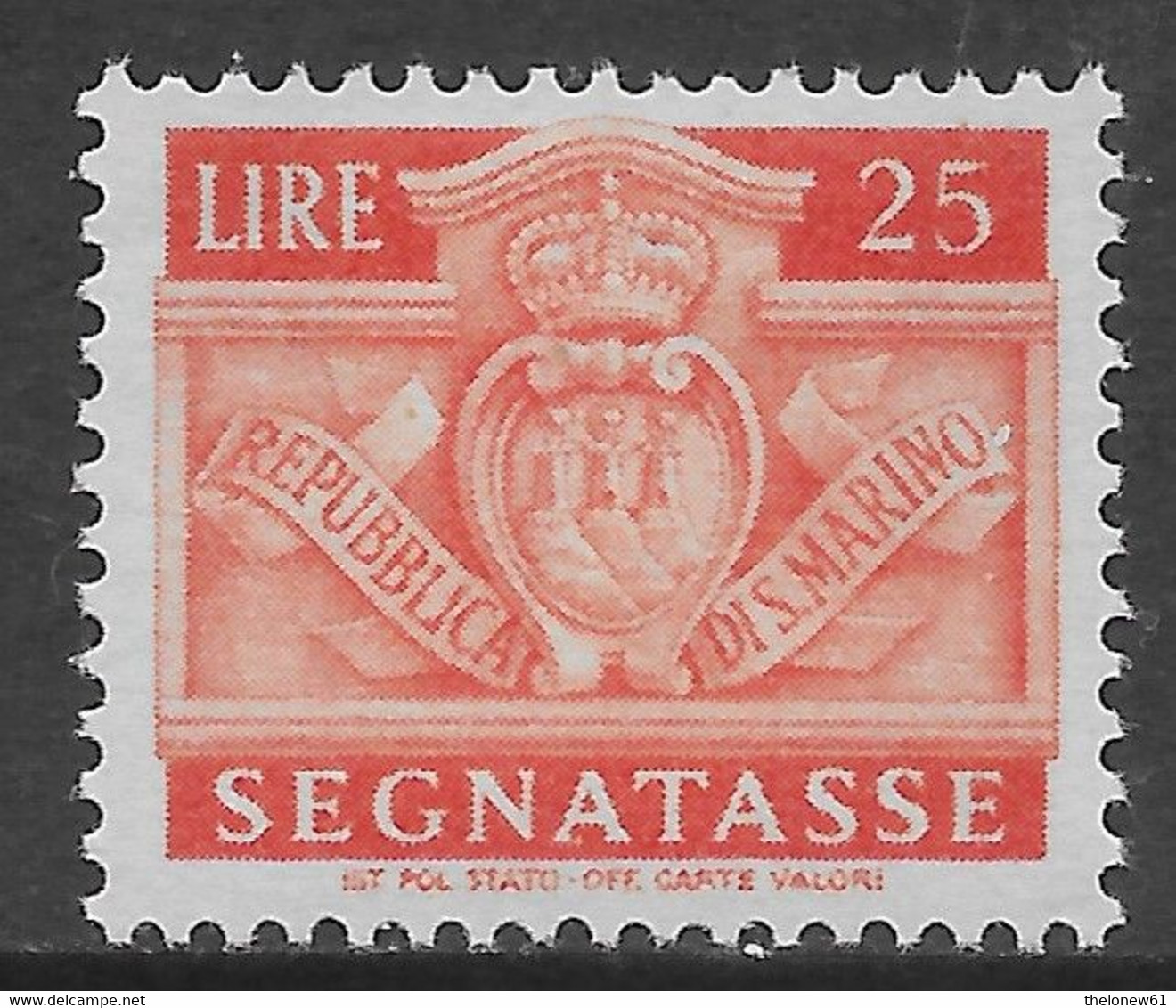 San Marino 1945 Segnatasse Stemma L25 Sa N.S79 Nuovo MH * - Timbres-taxe