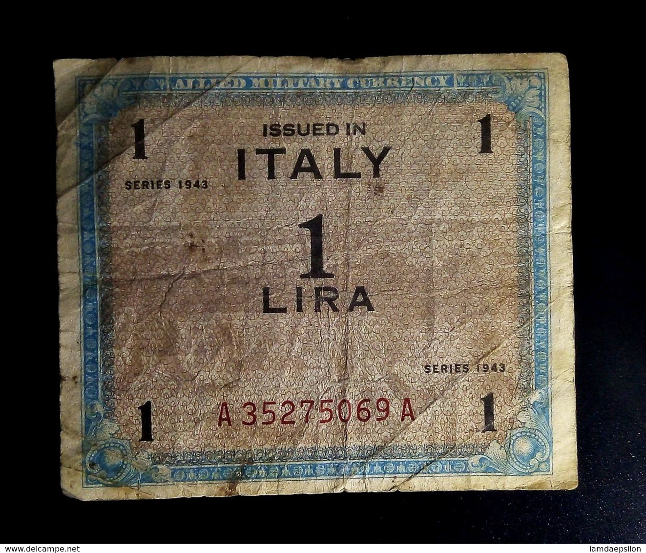 A7  ITALIE   BILLETS DU MONDE   ITALIA  BANKNOTES  1  LIRE 1943 - [ 9] Colecciones