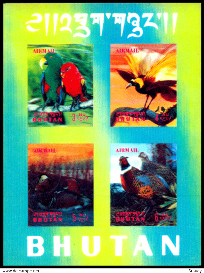 BHUTAN 1969 BIRDS - 3d  Unique Stamp Imperf, Souvenir / Miniature Sheets MNH, As Per Scan - Koekoeken En Toerako's