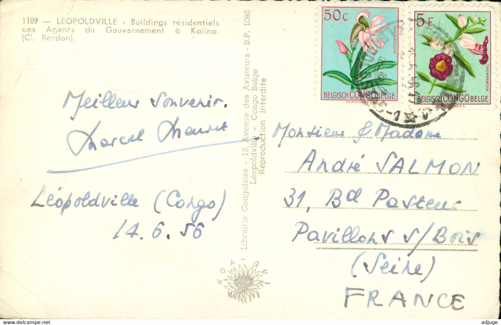 CPSM - Léopoldville _ Kinshasa_ Buidings Résidentiels Des Agents Du Gouvt à KALINA_ Vue Aérienne 1956 - 2 Scan - Kinshasa - Leopoldville (Leopoldstadt)