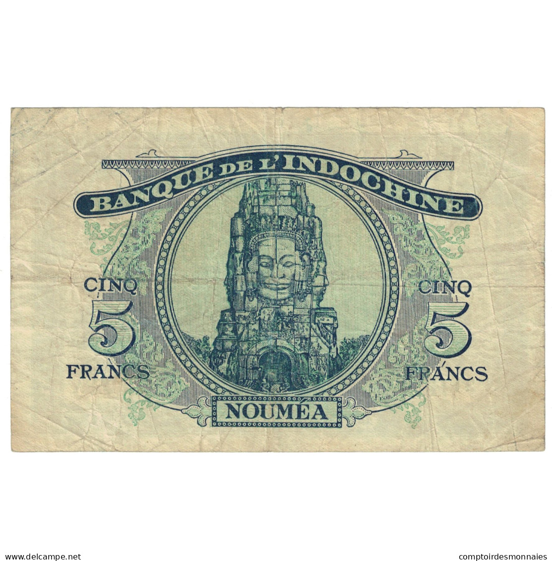 Billet, Nouvelle-Calédonie, 5 Francs, Undated (1944), Undated (1944), KM:48, TB - Nouméa (Neukaledonien 1873-1985)
