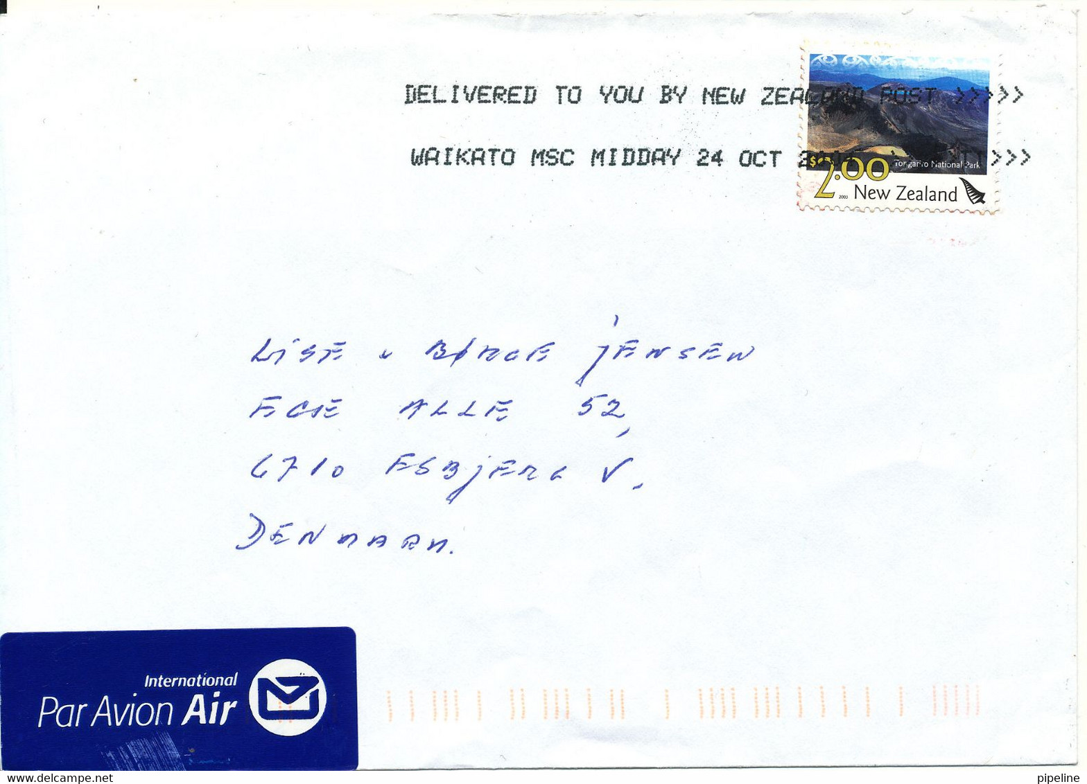 New Zealand Cover Sent Air Mail To Denmark 24-10-2004 Single Franked - Briefe U. Dokumente