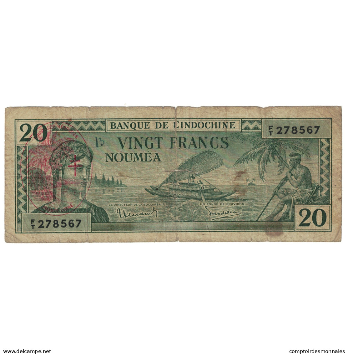 Billet, Condominium Des Nouvelles-Hébrides, 20 Francs, Undated (1945), Undated - Nouvelle-Calédonie 1873-1985