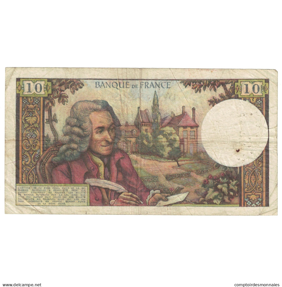 France, 10 Francs, Voltaire, 1972, D.809, TB, Fayette:62.58, KM:147d - 10 F 1963-1973 ''Voltaire''