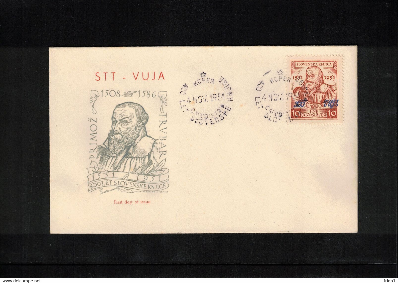 Trieste Zone B (STT-VUJA) 1951 Primoz Trubar FDC - Poststempel