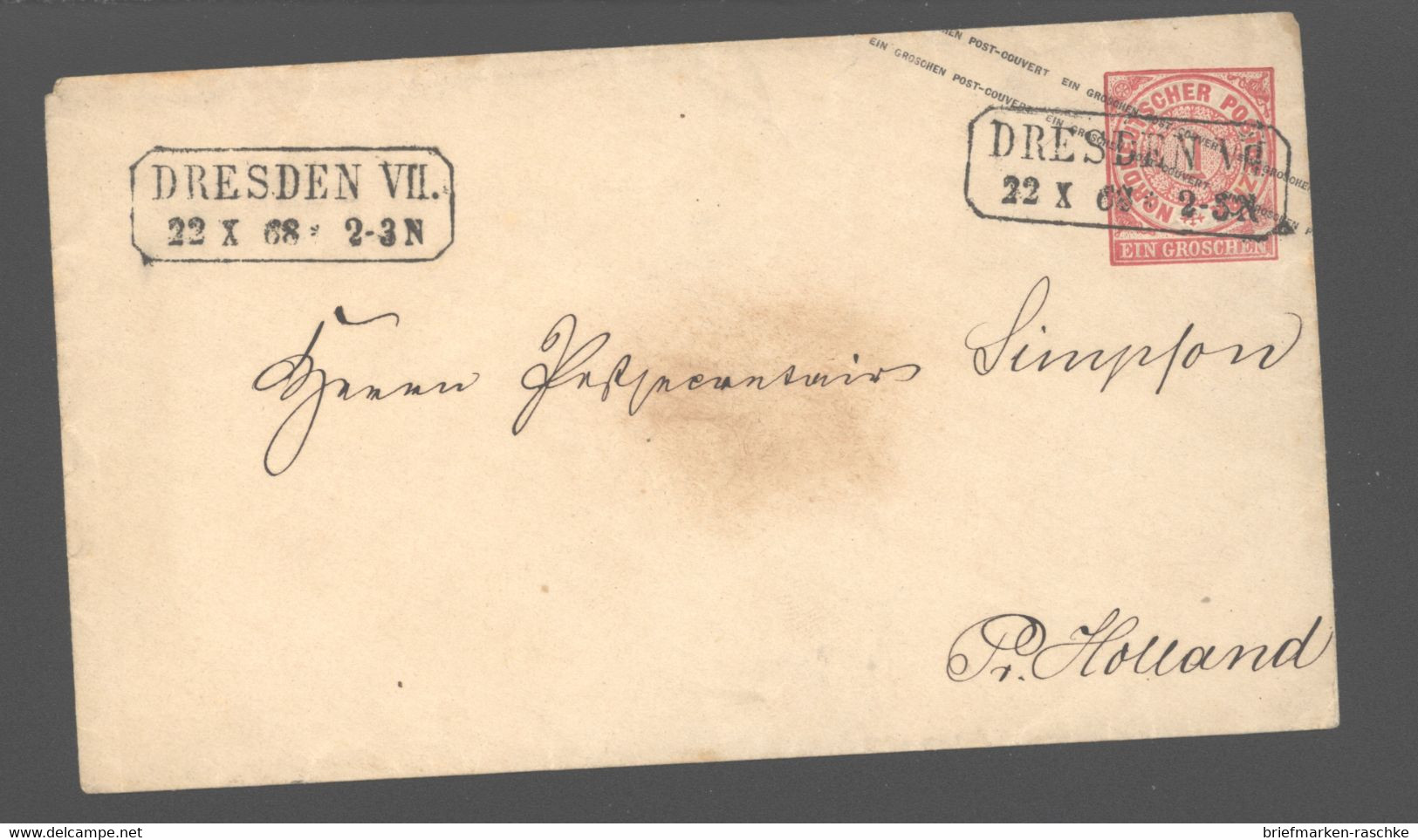 Norddeutscher Postbezirk,o,Dresden VII (206) - Entiers Postaux