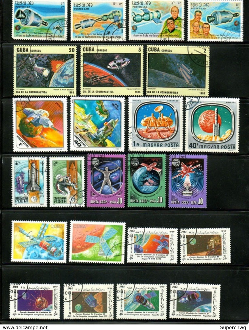 100 Different Aerospace Stamps,CTO - Colecciones