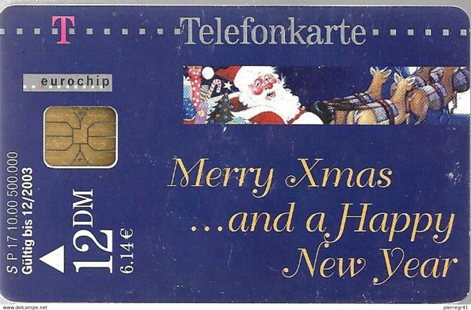 CARTE-PUCE-2000-ALLEMAGNE-12DM-SP17-MERRY XMAS And NEW YEAR-Utilisé TBE - Weihnachten