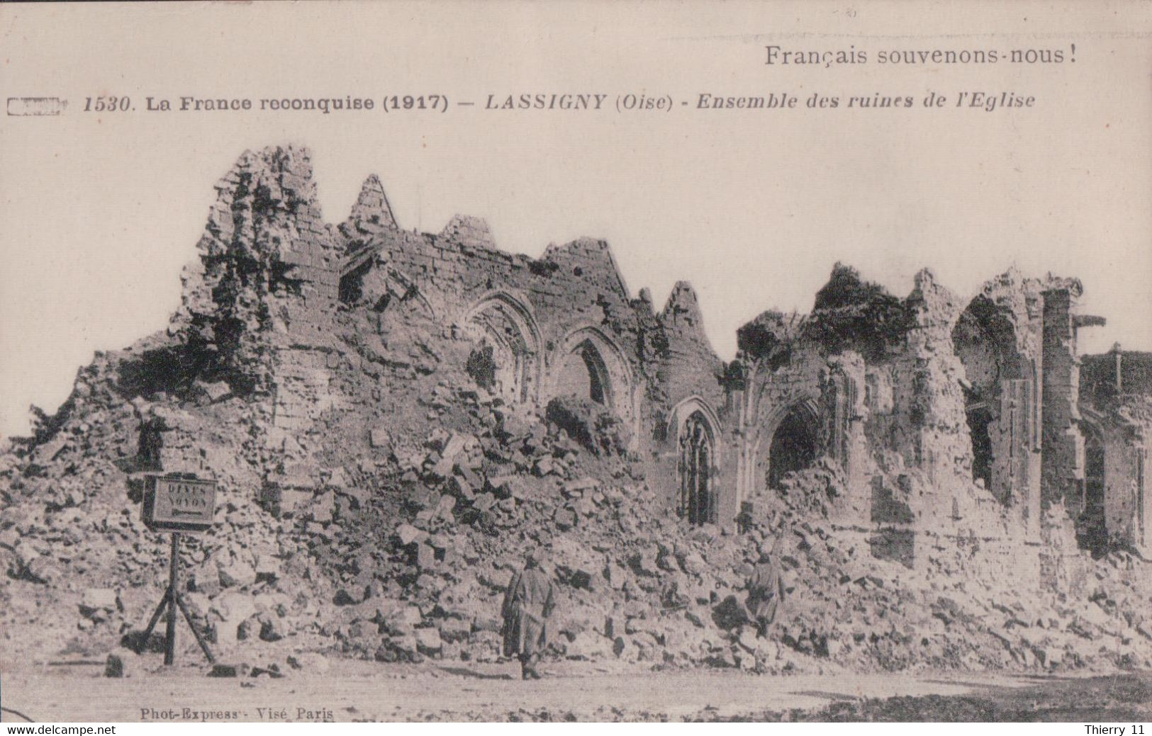 Cpa 60 Lassigny Ensemble Des Ruines De L'église - Lassigny